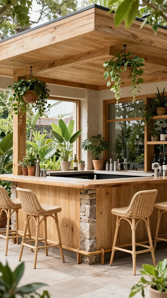 13 Basement Bar Design Ideas for a Stylish Functional Home Bar - 9. Outdoor Vibes Indoors 1