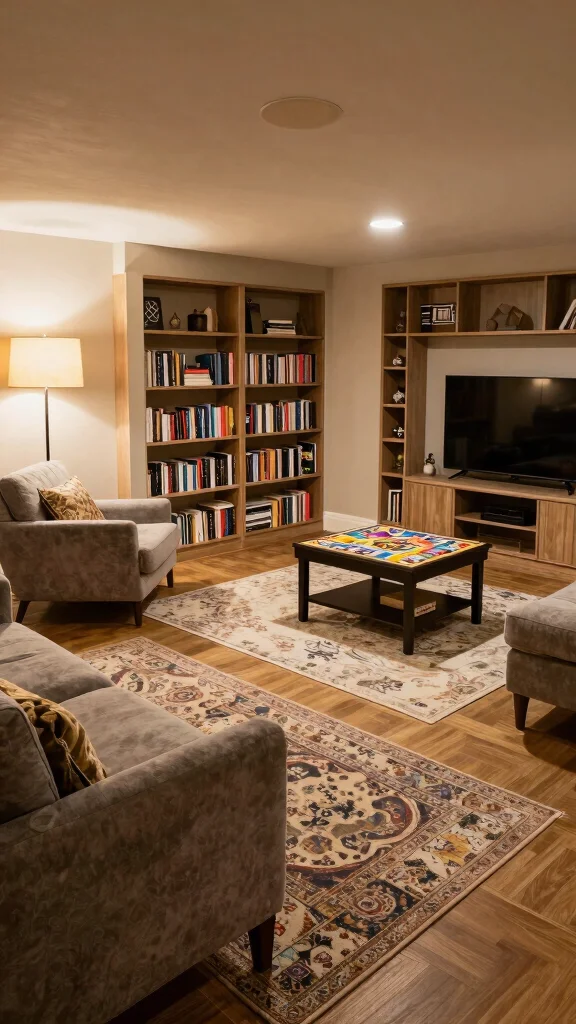 13 Basement Family Room Ideas for a Cozy Functional Shared Space - 4. Create Zones 1
