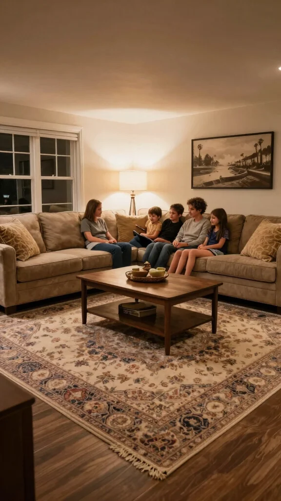 13 Basement Family Room Ideas for a Cozy Functional Shared Space - 9. Anchor with a Rug 1