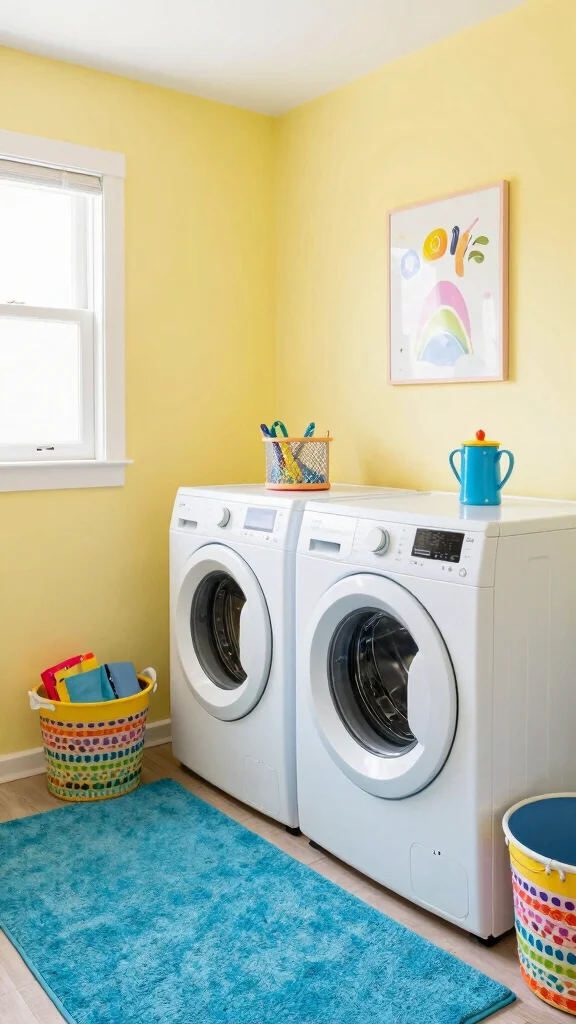 13 Basement Laundry Room Ideas for a Functional Organized Space - 3. Go for a Bright Color Palette 1