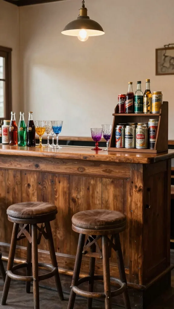 13 Basement Man Cave Ideas for a Personalized Comfortable Retreat - 3. Vintage Bar Setup 1