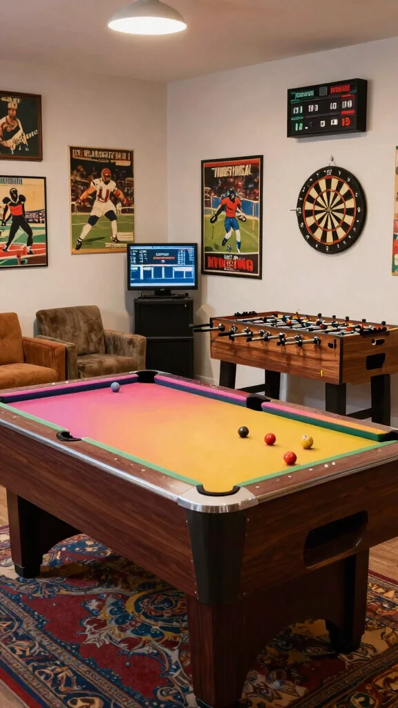 13 Basement Man Cave Ideas for a Personalized Comfortable Retreat - 4. Game Zone Corner 1