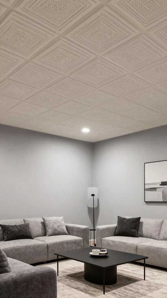 13 Cheap Basement Ceiling Ideas That Look Polished on a Budget - 12. Ceiling Tiles for Quick and Easy Renovation 1