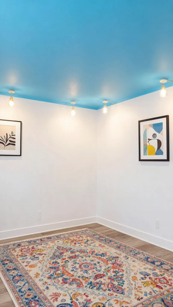13 Cheap Basement Ceiling Ideas That Look Polished on a Budget - 2. Painted Ceilings for a Pop of Color 1