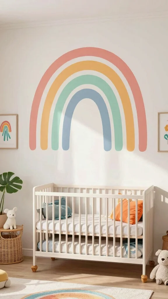 13 Nursery Accent Wall Ideas for Color, Pattern, and Texture - 10. Rainbow Dreams 1