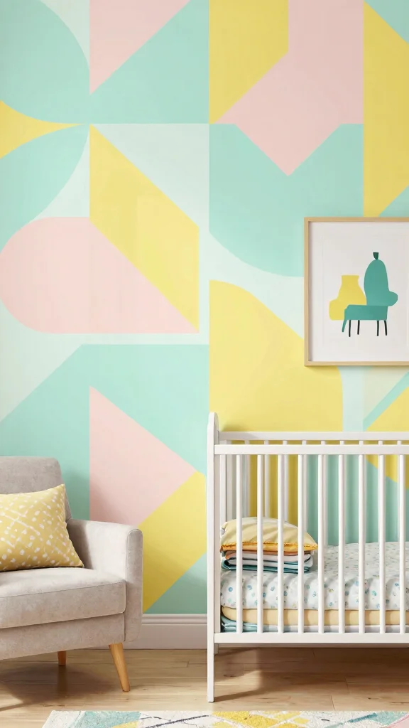 13 Nursery Accent Wall Ideas for Color, Pattern, and Texture - 3. Colorful Geometric Patterns 1