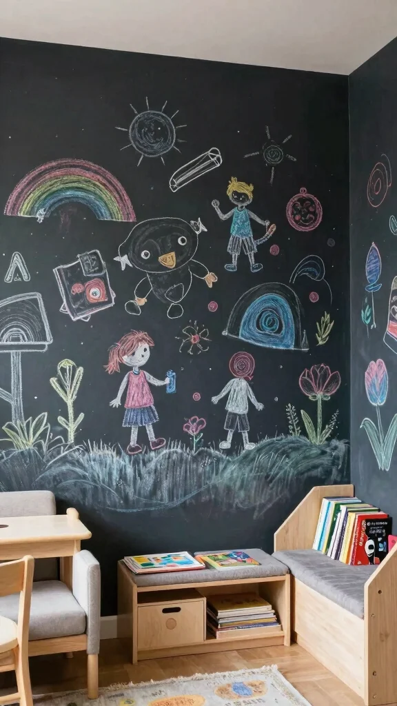 13 Nursery Accent Wall Ideas for Color, Pattern, and Texture - 5. Chalkboard Paint Fun 1