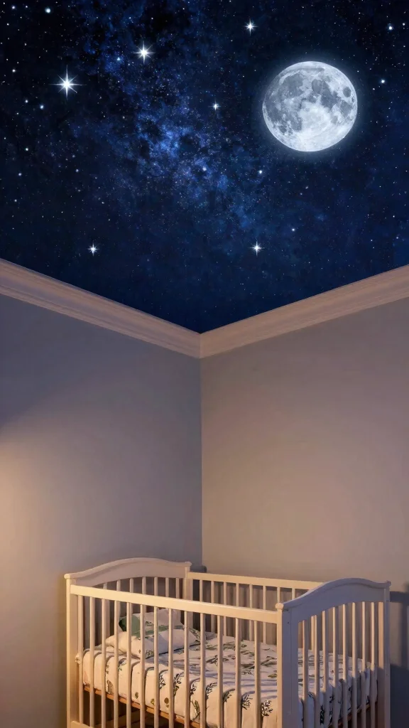 13 Nursery Accent Wall Ideas for Color, Pattern, and Texture - 9. Starry Night Ceiling 1