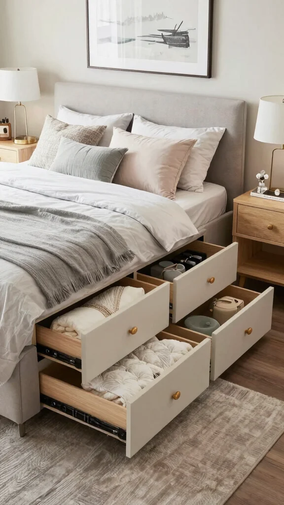 13 Small Bedroom Storage Ideas That Maximize Every Inch - 1. Bed with Storage Drawers 1