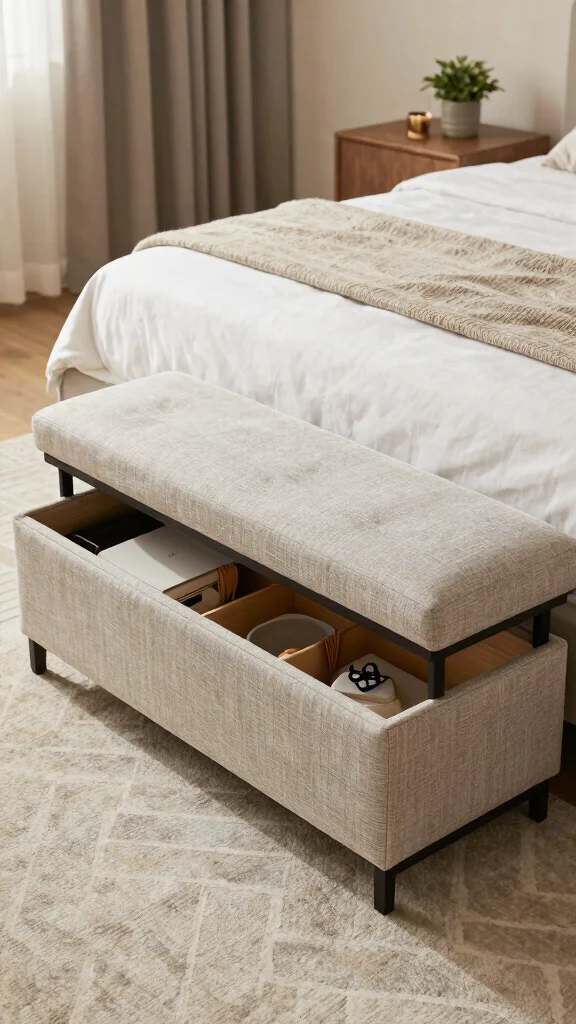 13 Small Bedroom Storage Ideas That Maximize Every Inch - 10. Storage Benches 1