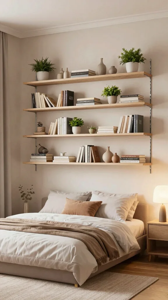 13 Small Bedroom Storage Ideas That Maximize Every Inch - 2. Floating Shelves 1
