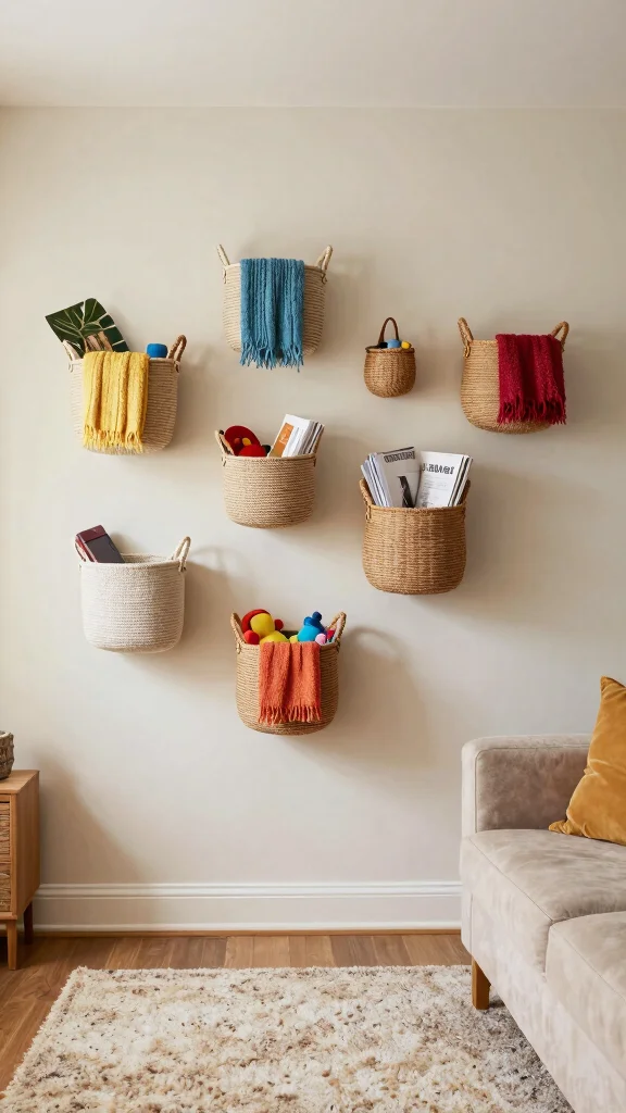 13 Small-Space Storage Room Ideas That Maximize Every Inch - 5. Wall-Mounted Storage Baskets 1