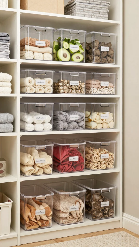 13 Small-Space Storage Room Ideas That Maximize Every Inch - 7. Clear Bins for Visibility 1