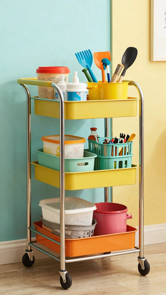 13 Storage Room Organization Ideas for a Tidy Efficient Space - 8. Consider a Rolling Cart 1