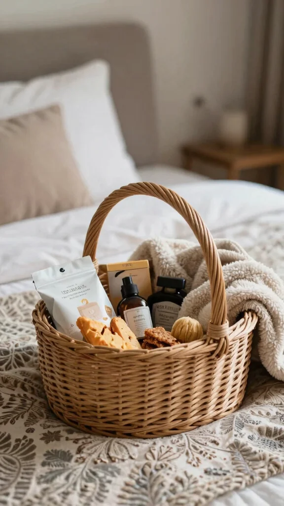 13 Storage Room and Guest Room Combo Ideas for a Functional Dual Space - 12. Personalized Guest Baskets 1