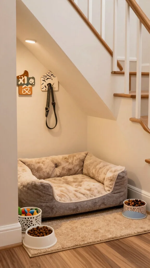 13 Under-the-Stairs Storage Room Design Ideas for a Functional Space - 5. Pet Nook 1