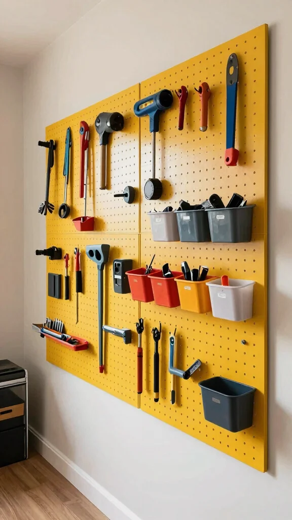 14 Storage Room Design Concepts for a Functional Beautiful Space - 9. A Pegboard Wall for Tools 1
