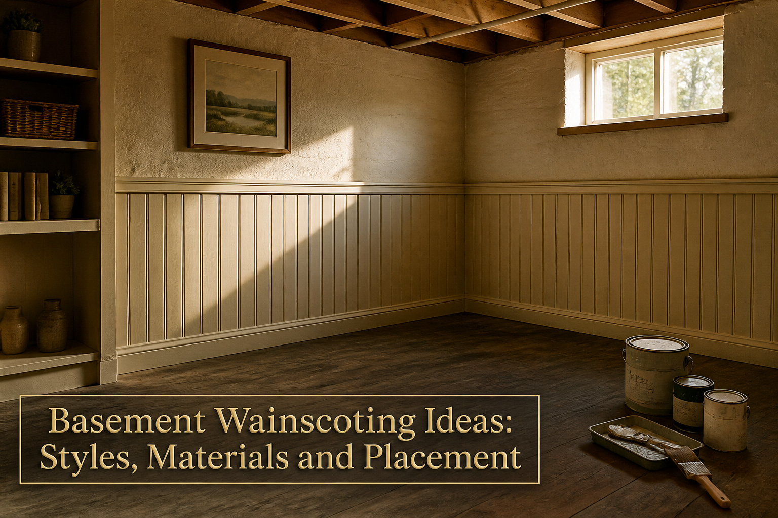 A collection of different basement wainscoting styles and materials.